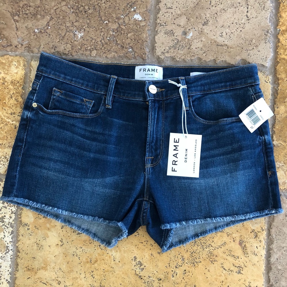 FRAME DENIM - NWT LE CUTOFF DENIM SHORTS + BLUE/WOMENS SIZE 27
